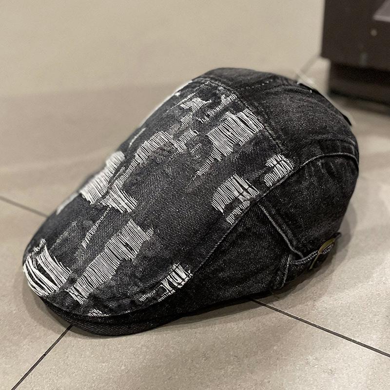 Dopamine Retro Plaid Forward Hat Women's Spring and Autumn Models, Big Head Circumference, Wearing a Beret To Show Their Face, Small Newsboy Hat Tide