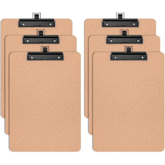 2 Pack Wood Clipboards with Pen Holder, 9 x 12.5'' Letter Size for Classroom, Students, Kid, 8.5 x 11'' Hardboard Clip Board with Low Profile Black