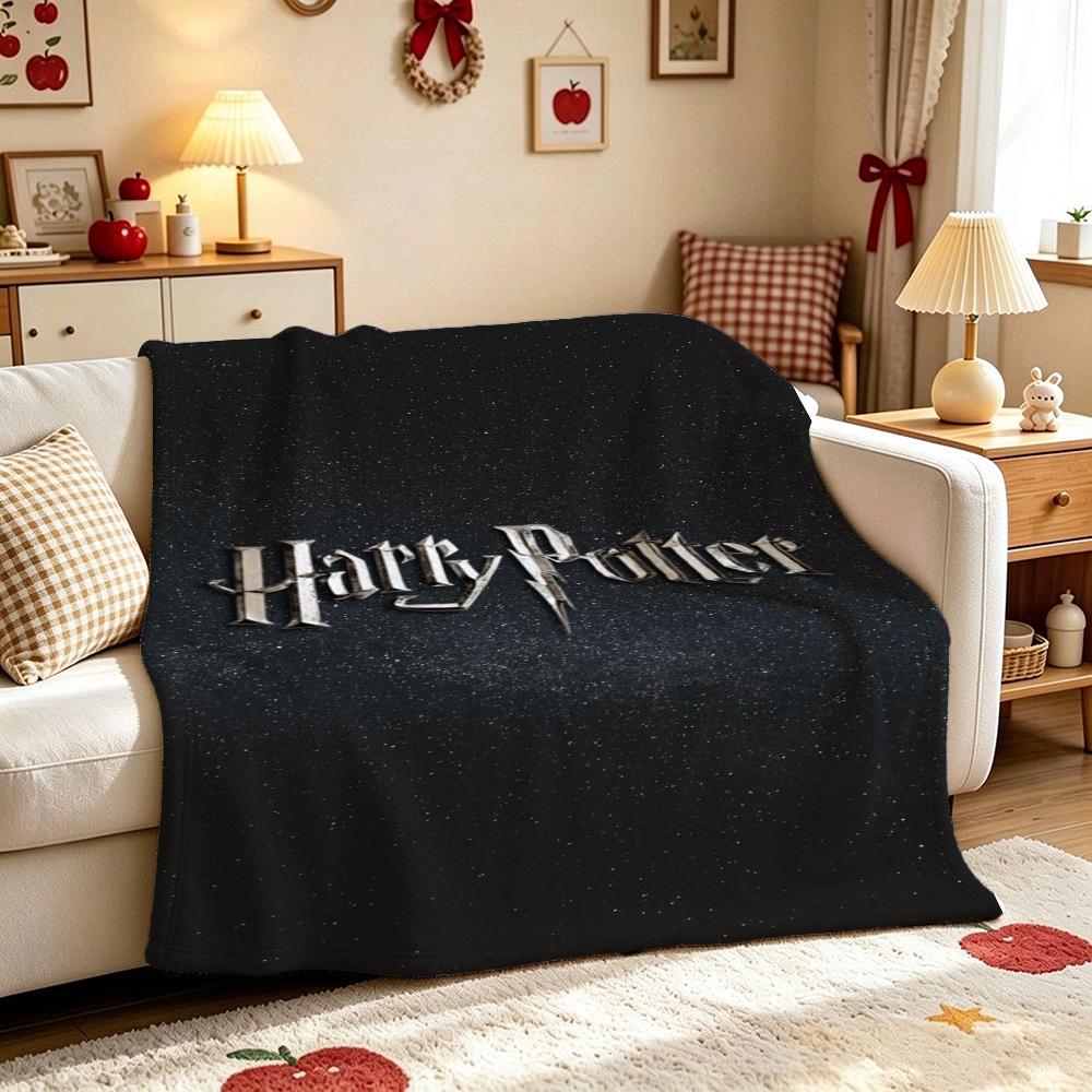 Harry Potter'S Magical World Pattern Theme Flannel Blanket Allseason Fleece Blanket For Bedroom Sofa Bed Home Decor Christmas Gift