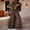 Conjunto Casual de Verano para Mujer 2025 de Color Sólido sin Hombros