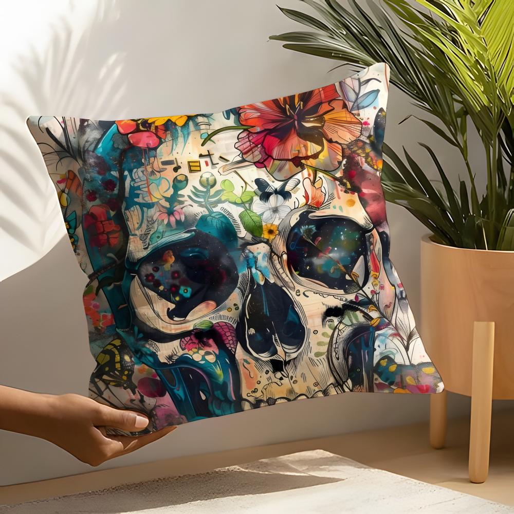 Festival Day Of The Dead Art 4 Pillow Case Linen Cushion Covers For Decorative Sofa Home Pillows Case Car Chair Pillows Cases