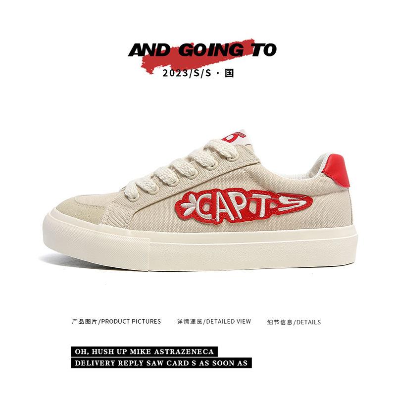 

Men s shoes trendy shoes niche design canvas shoes male students low-top versatile Guochao sports skateboard shoes men s 7925 44 бежевий