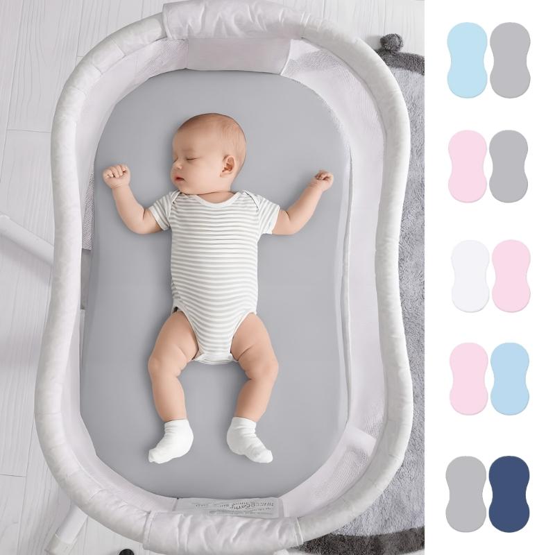Sada 2 ks Elastické povlaky na dětskou postýlku, Stylový jednoduchý košík na spaní a Potahy na kolébku pro kolébku Swivel Sleeper