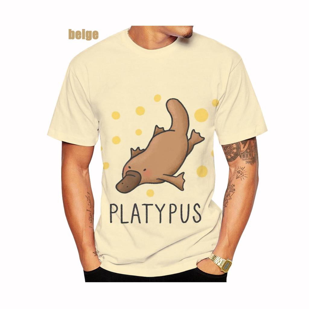 Nová móda Kreslený ptakopysk Vtipné 3D tištěné pánské/dámské tričko s krátkým rukávem velikosti XXS-5XL