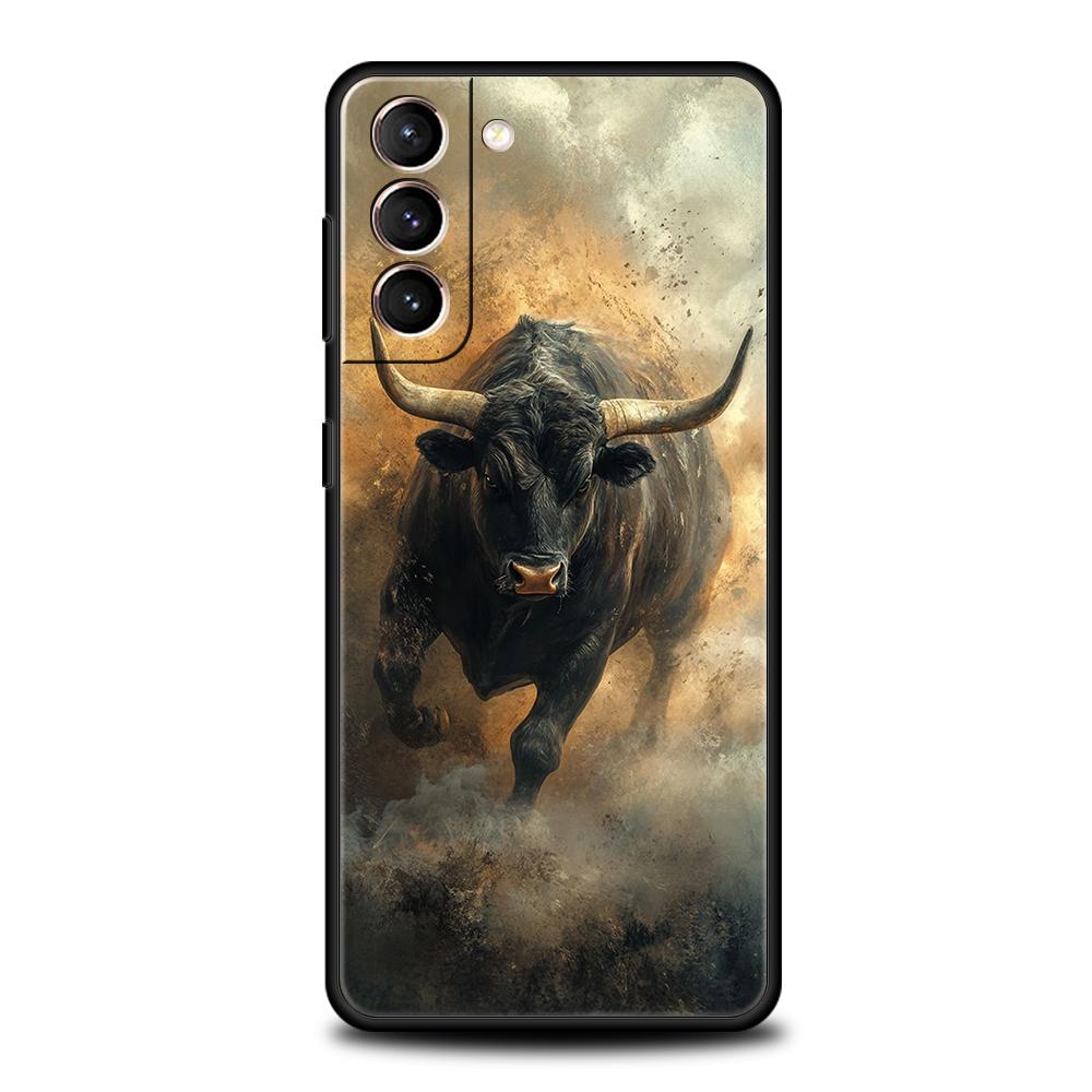 Bull Animal Phone Case For Samsung Galaxy S25 Edge S24 S23 S22 Ultra S20 S21 FE 5G S10 S9 Plus S10E Soft Cover