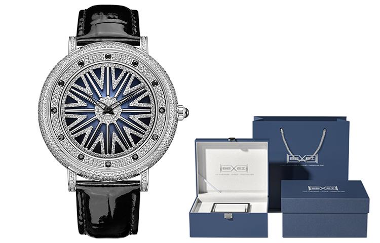 BEXEI Possession Collection Tower Apex Quartz Movement Genuine Leather Strap Watch Unisex Silver Dial 8801TJ
