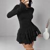 2026 Spring/Summer Slim Fit Solid Color Long Sleeve Dress - Women's Fashion