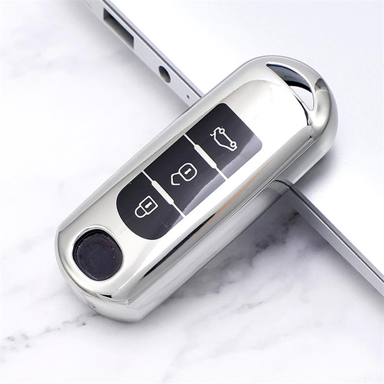 

Чехол-брелок из ТПУ для автомобиля, защитный чехол для Mazda 2 3 5 6 CX-3 CX-4 CX-5 CX-7 CX-9 Atenza Axela MX5 3 Button серебряный