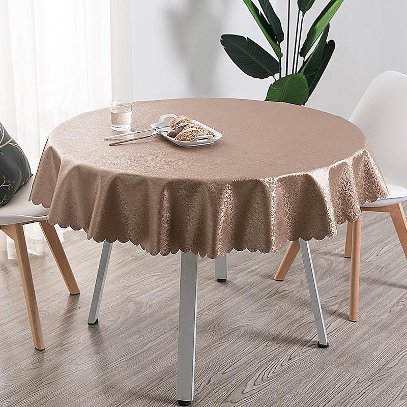 Round European Waterproof & Oil-proof Tablecloth - Scald-resistant, No-wash Design for Home, Hotel, Restaurant