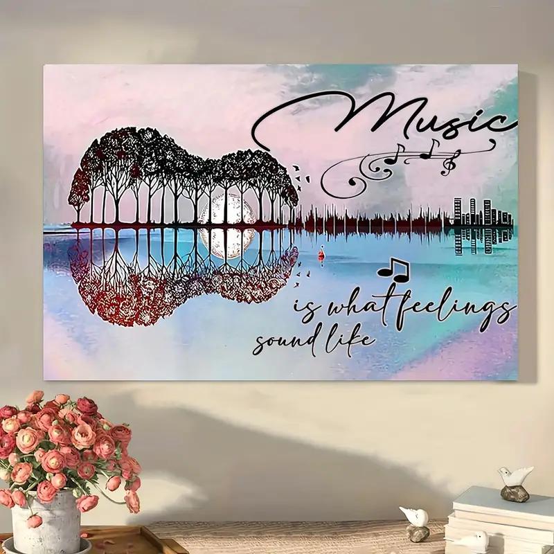 No Framed Canvas Painting, Music Is What Feelings Sound Like Guitar, Wall Art Prints , For Living Room & Bedro 21X30CMNo Framed