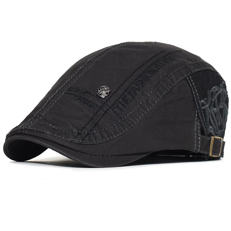 Cotton Skull Newsboy Cap Men Solid Soft Casual Fashion Beret Hat Golf Driving Cabbie Hat Flat Ivy Cap Four Seasons