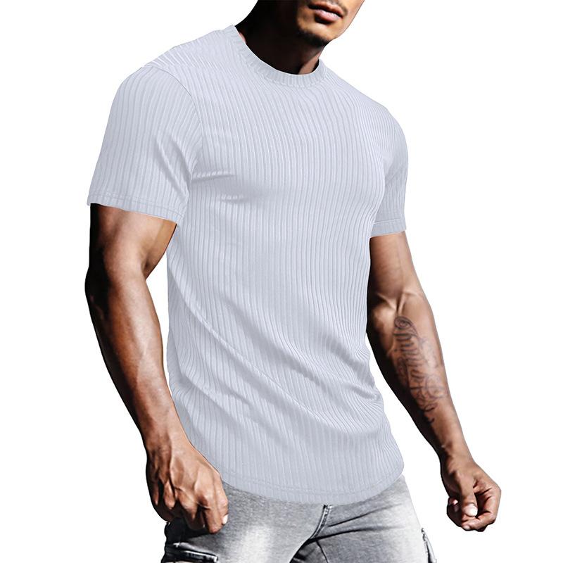 Мужская спортивная обтягивающая футболка с короткими рукавами, мужская повседневная футболка с круглым вырезом для фитнеса S белый