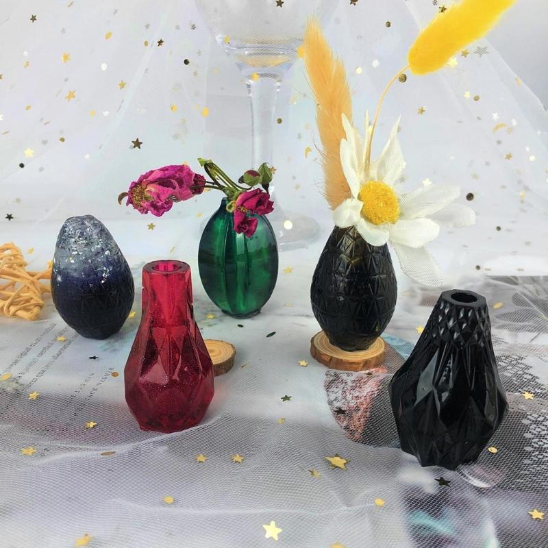 Formă pentru ghivece din silicon Forme pentru beton pentru bricolaj Matriză pentru borcane cu forme multiple Decorare pentru birou pentru grădină Forme mici pentru vaze din silicon