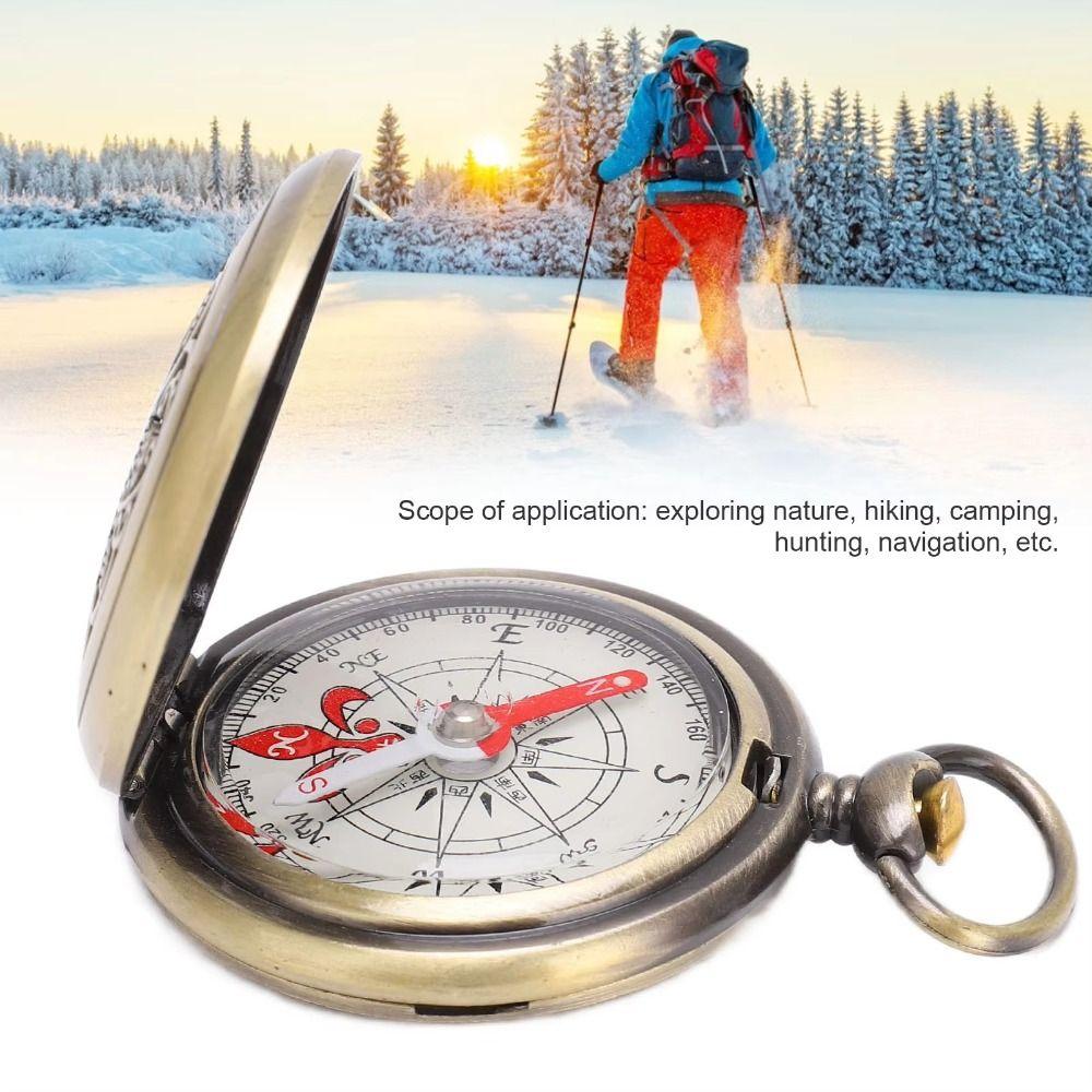 Gold Color Outdoor Compass Copper Camping Compass Portable Pocket Compass  Outdoor Activities