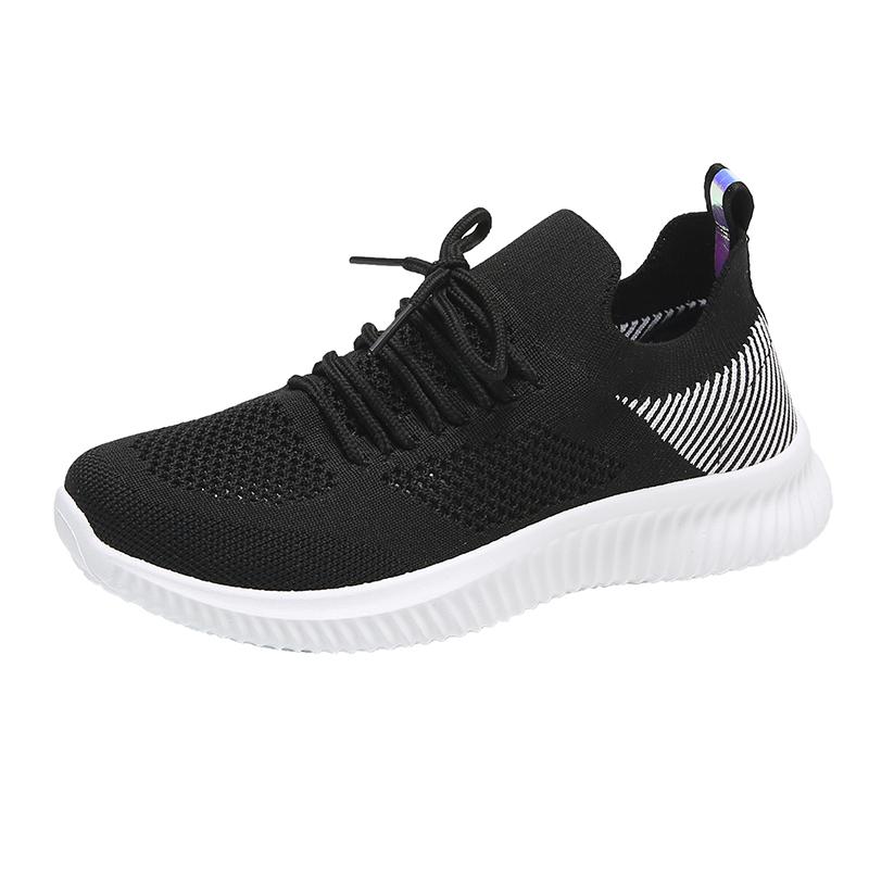 fashion Popular Flying Woven Breathable and Comfortable Women's Sports Casual Running Shoes Luxury Women's Mesh Lace-up Casual Shoes
