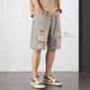 JYL Unisex Denim Shorts Summer Couple Ripped Loose Casual Trendy Fifth Pants Denim