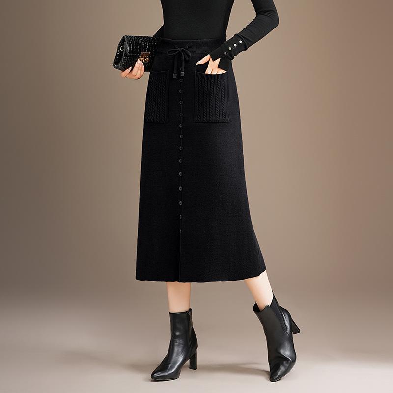 Women's Slimming Wool Knit Midi Skirt: A-Line, Hip-Hugging Winter Fashion 2025