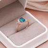 Kinel Blue Water Drop Zircon Rings For Women Rose Gold Color Fine Jewelry