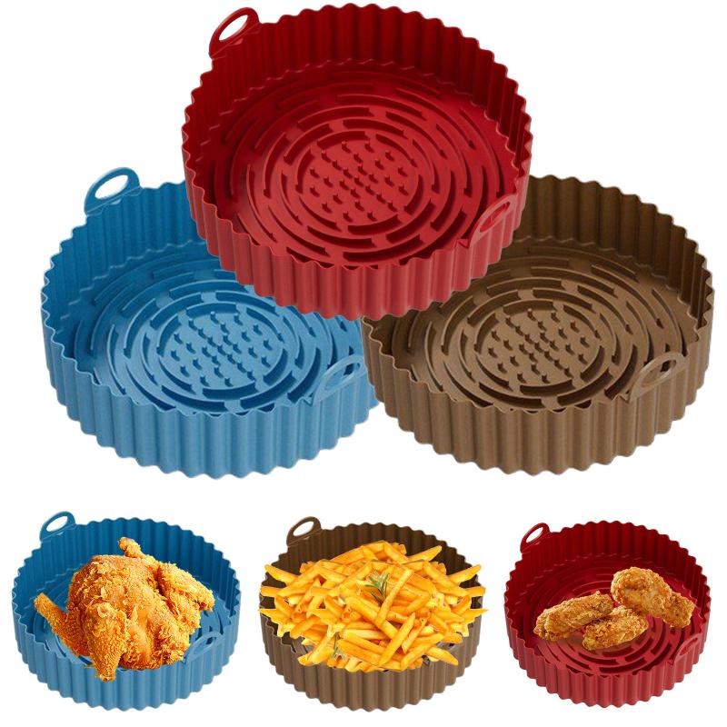 3pcs/2pcs Air Fryer Silicone Pot Reusable Non-stick High Temperature Resistant Air Fryer Liner