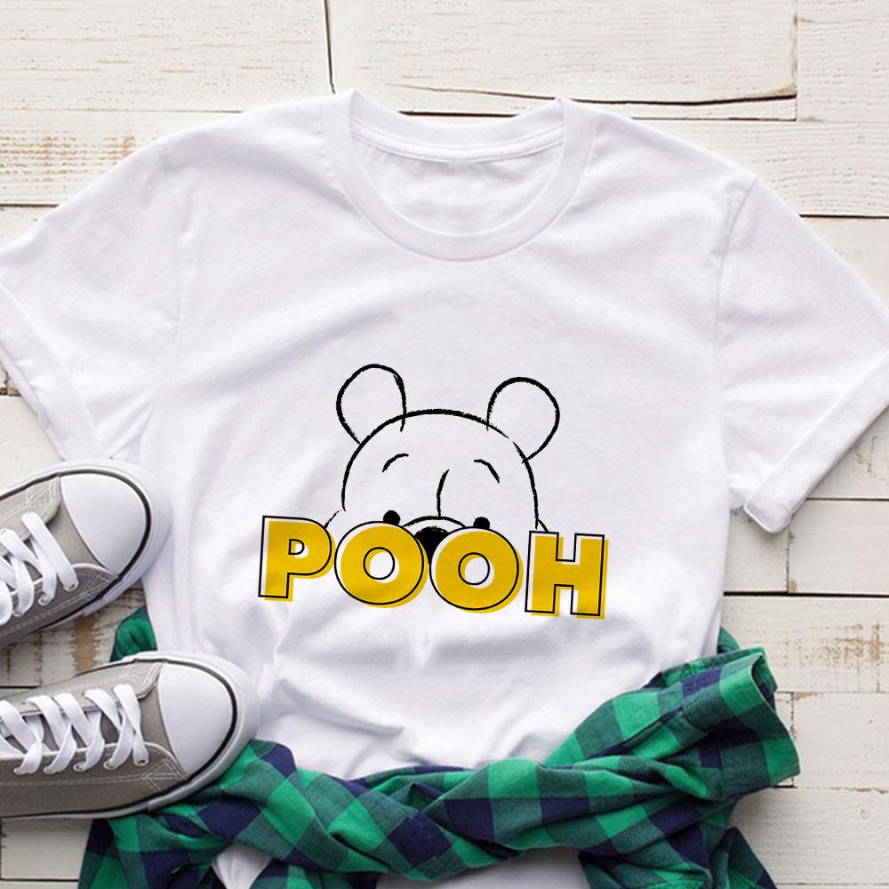 Disney Winnie The Pooh T-Shirt Cartoon Graphic T Shirts Women's Short Sleeve Summer Casual Tops T-shirt Aesthetic Harajuku Tees
