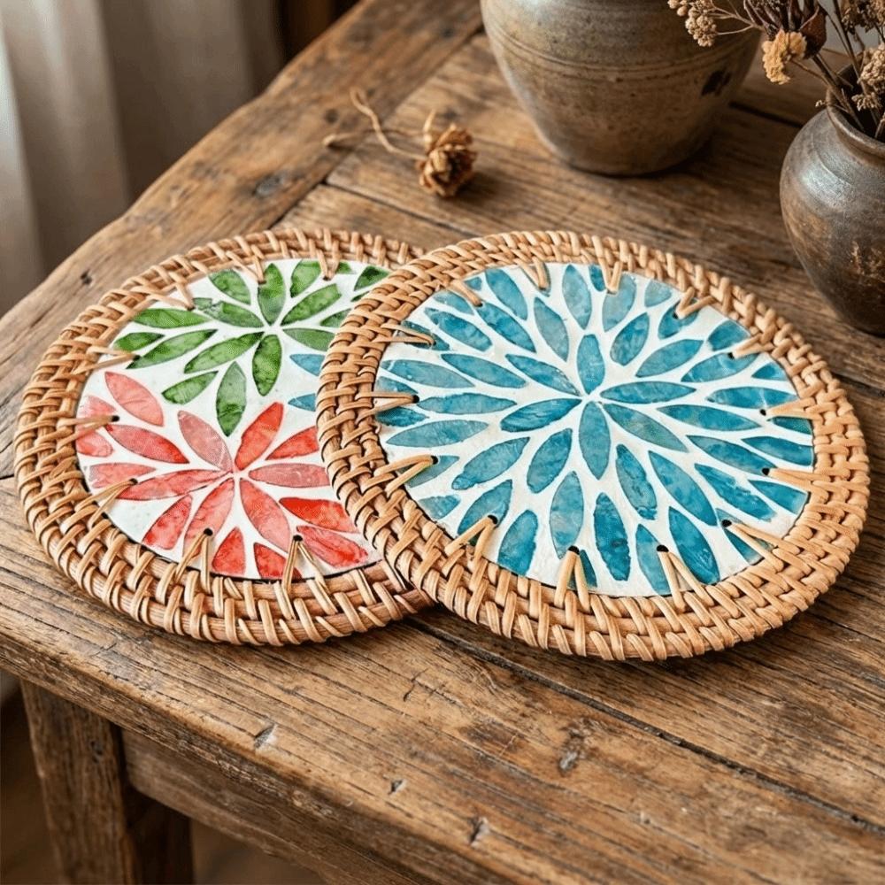 Round Teapot Mats Woven Texture Heat Insulation Pad Tea Ceremony Shell Mats Restaurant