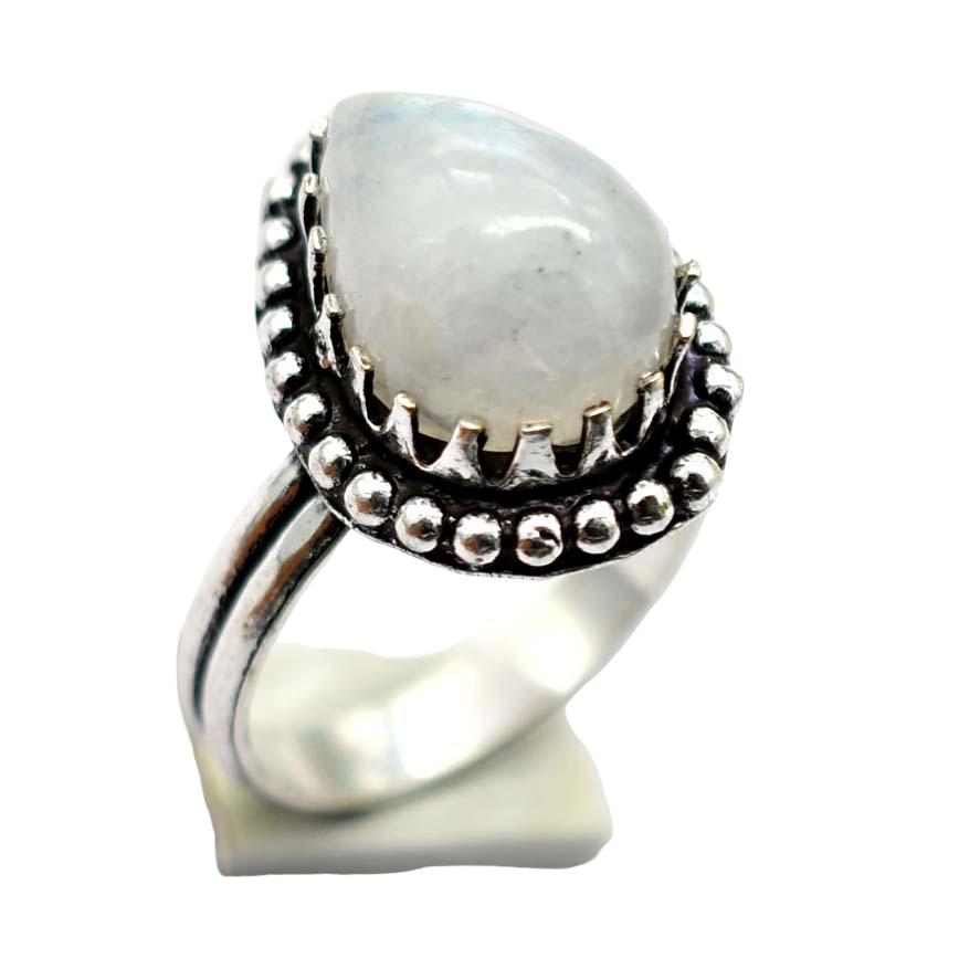 Moonstone Ethnic Handmade Ring Jewelry US Size-7.25 R 5669