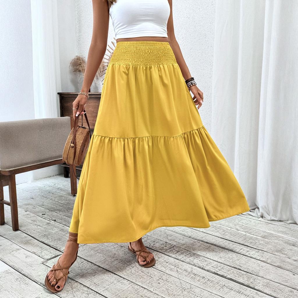 Dámská móda Plisovaná Květinový potisk Elastický pas Volná A-linie Kapsa Spojovaná Sukně