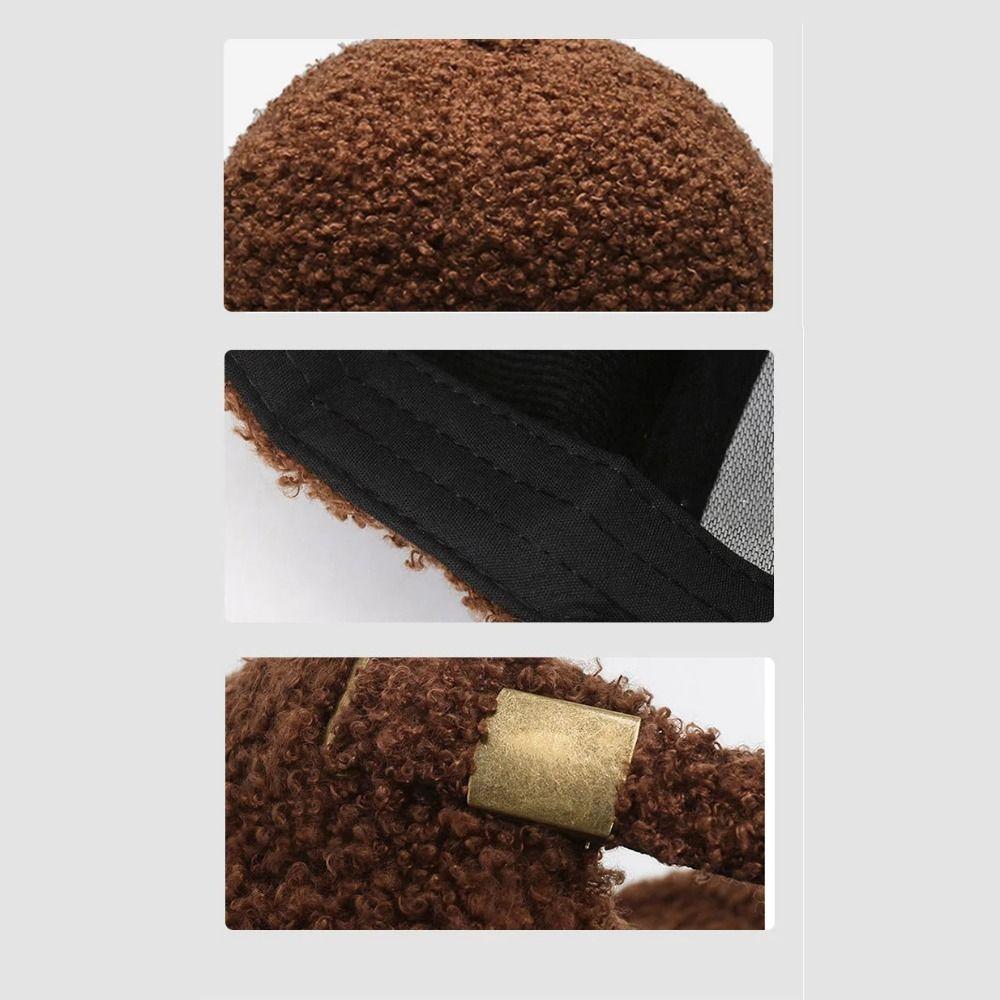 Winter Lamb Wool Baseball Cap Women Couple Cap New Plush Baseball Hat