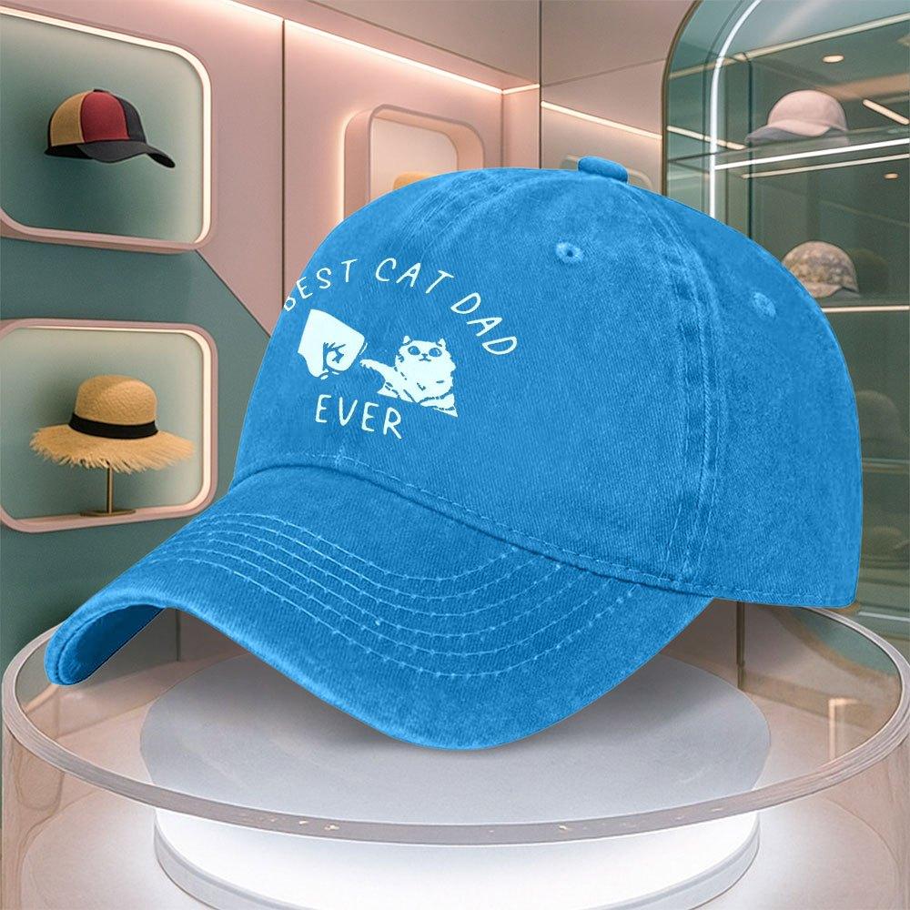 Best Cat Dad Ever Fist Baseball Cap Vintage Curved Brim Adjustable Dad Hat For Men Women Running Leisure
