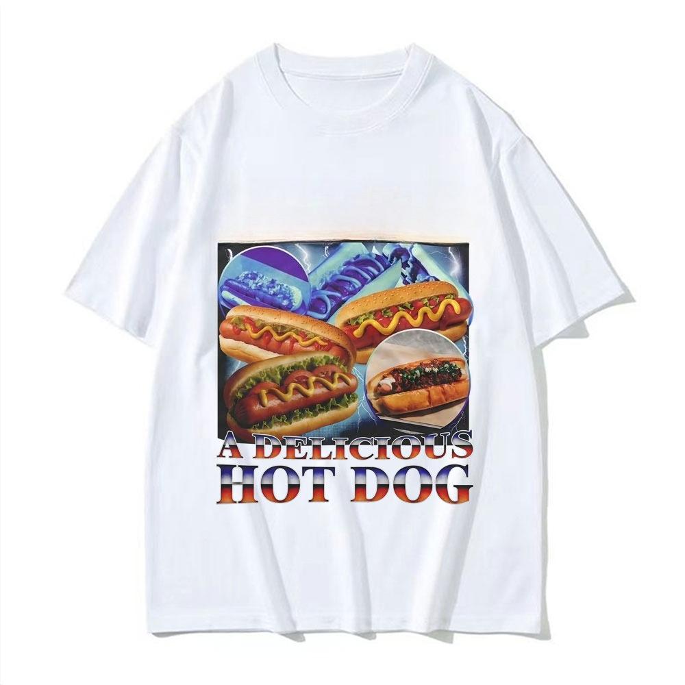 A Delicious Hot Dog Funny Food Meme T-shirt Men Women Vintage  Summer Fashion T Shirt High Quality Comfort Cotton T Shirts