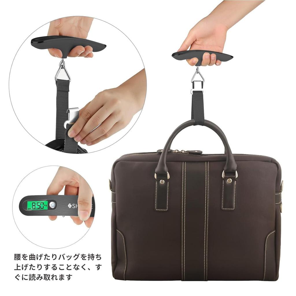 SHANJE Luggage Travel Digital Scale for Weighs up to Portable Digital Scale with Stainless Steel Hanging Luggage Ideal for and Home with Tare Function