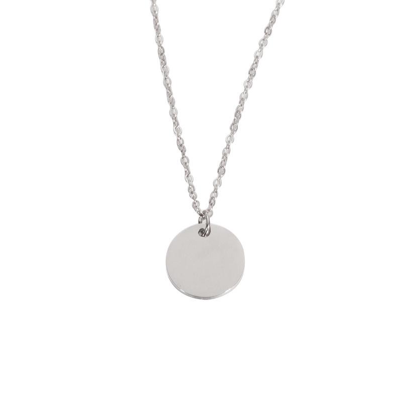 Geometric Round Stainless Steel Mirror Necklace Pendant with Custom Engraving
