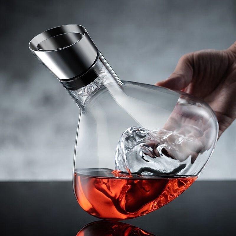 1.5L Waterfall Decanter Household Crystal Glass European Style Light Luxury Transparent Glass Mountain Vision Red Wine Decanter