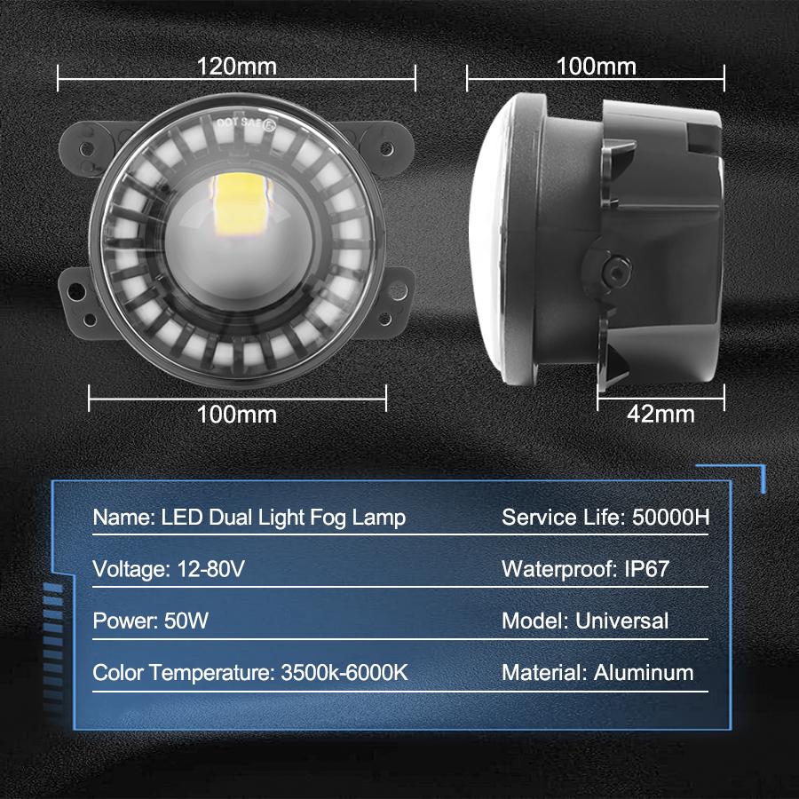 4 inch LED Fog Lights White Amber DRL Red Turn Signal Running Angel Eyes Lens For Jeep Wrangler JK Grand Cherokee Dodge Journey Charger Magnum