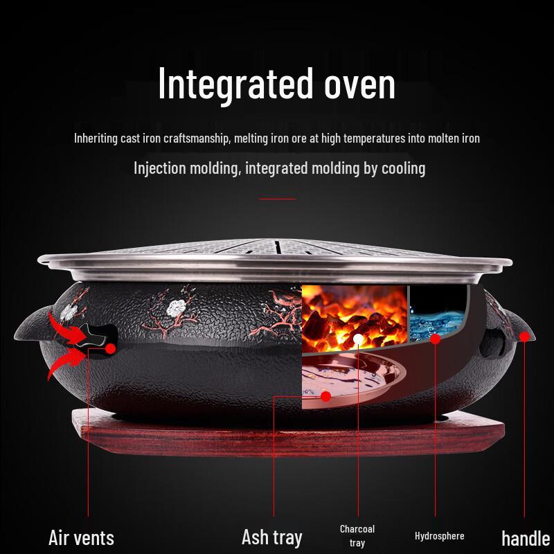 Zhishi Cast Iron Tabletop Charcoal BBQ Grill