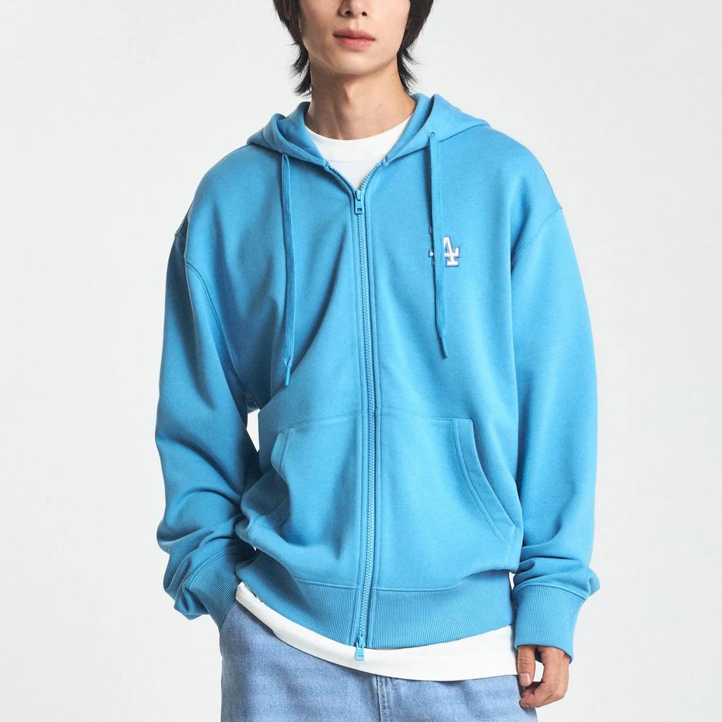 MLB Basic Medium Logo Hood Zip Up Sweatshirt Unisex Blue 3ATRB0144-07BLL