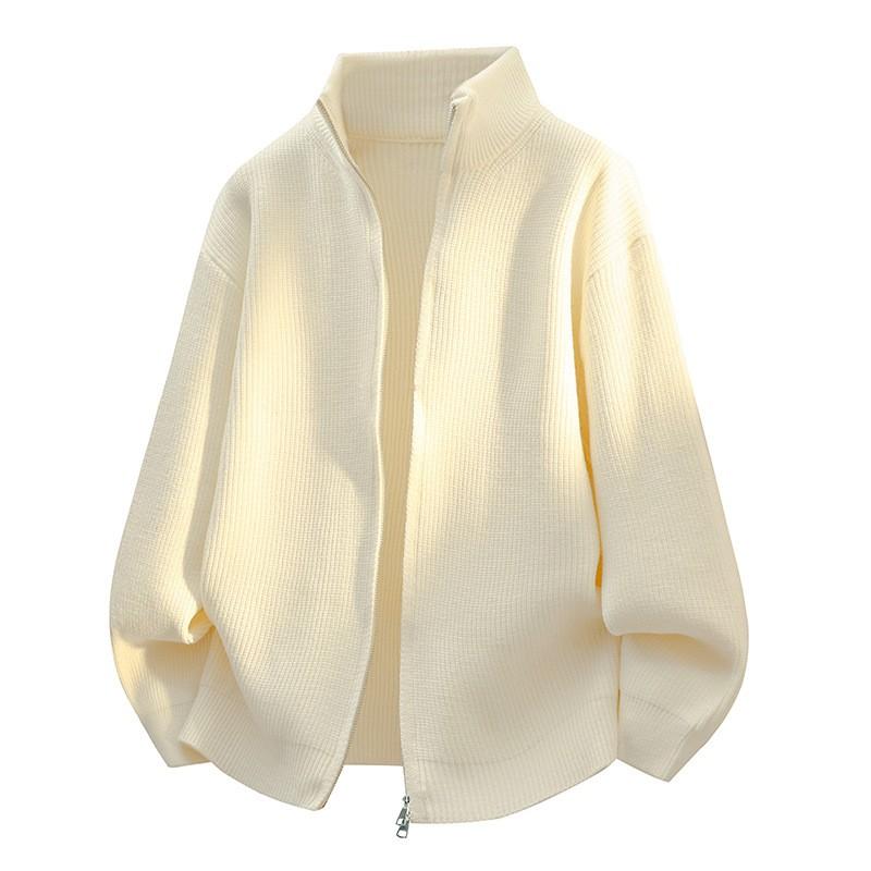 Mens Loose Fit Half Turtleneck Knit Cardigan Sweater Casual Streetwear Winter Basic Solid Color