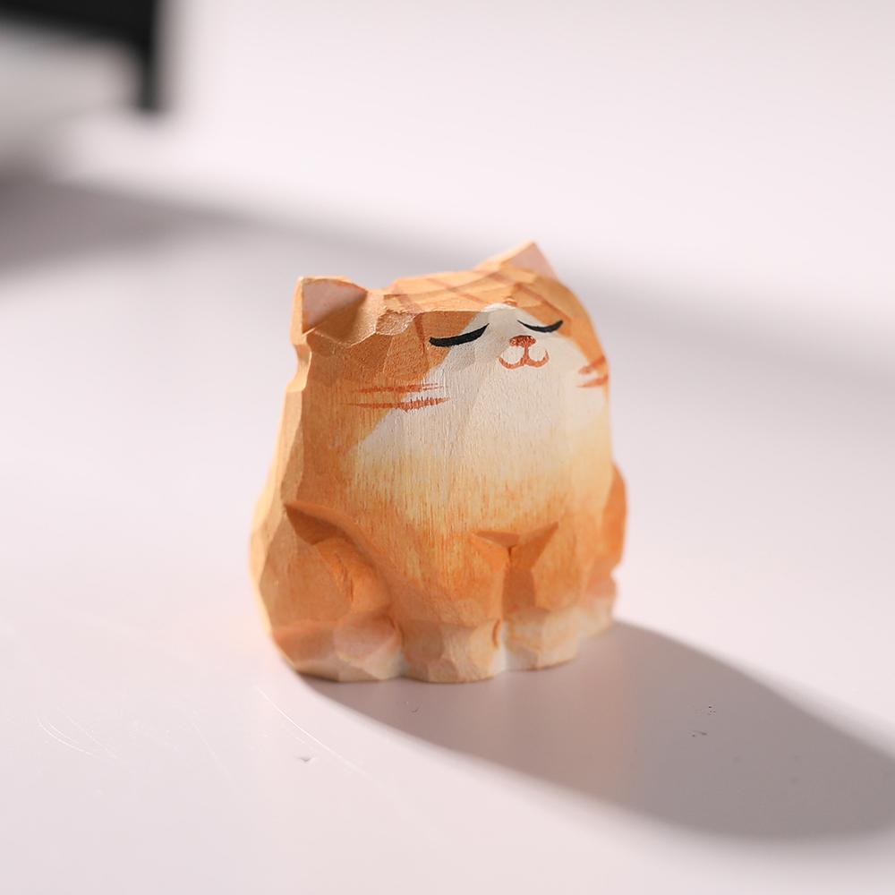

Handcrafted wood carving Home decorations desk accessories room decor Handmade Orange Tabby Cat Statue Hand-carved Cat Statue оранжевый