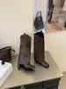 Brown retro thick-heeled short boots children's autumn new small square-headed knight boots