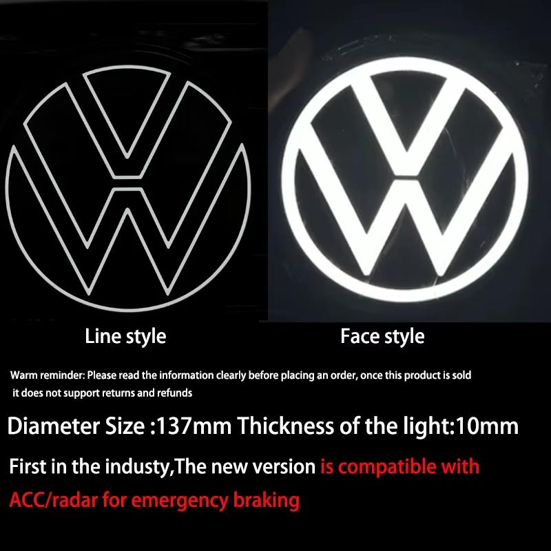 YKPSC1 SHADNIGHT Compatible with ACC/Radar VW Light Up Emblem Light Fo Gollf8/polo/CC/Broa/passat/Sagitar/Virtus