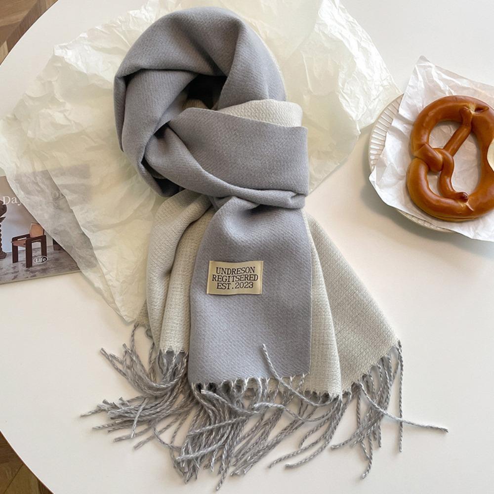 Two-sided Imitation Wool Scarf Tassel Winter Long Shawl Simple Cashmere Shawl  Autumn Winter