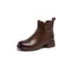 Leather Martin boots women's fashion versatile short boots 2025 new autumn and winter thin boots fashion thick-soled brown boots