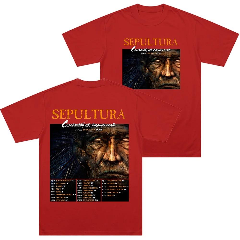 

Sepultura European Tour Commemorative TShirt Metal Rock Style Unisex Cotton Short Sleeve High Street Rock Top Tshirts S