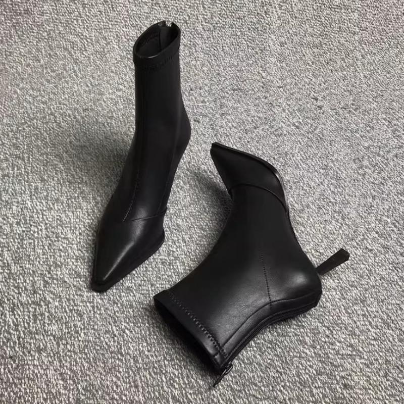 Sexy Damen Stiefeletten mit spitzer Zehenpartie, neuer Trend, High Heels, Schuhe, Pumps, Chelsea, kurz, Botas, Winter, Frau, Goth, mit Absatz