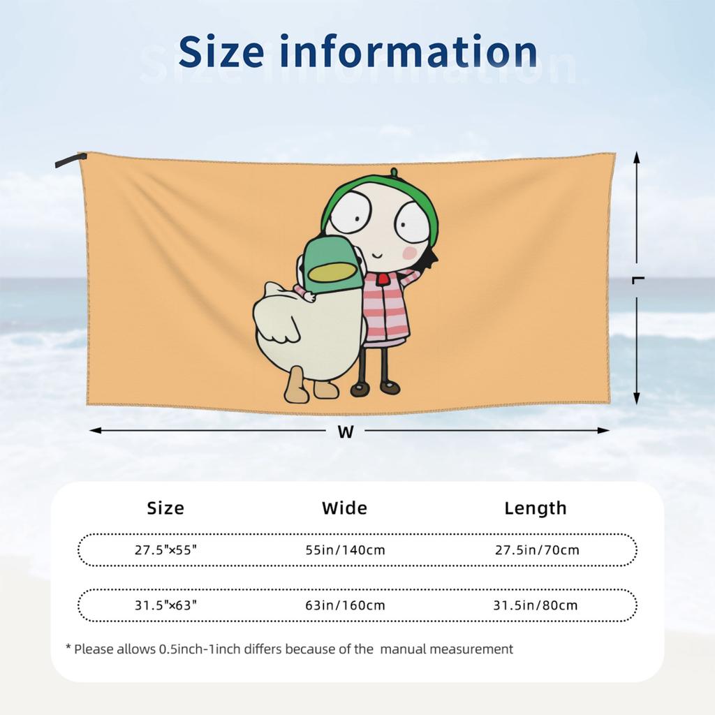 Sarah e Duck si divertono Telo da Spiaggia Morbido Microfibra Asciugatura Rapida Assorbente Asciugamani Veloci Per Nuotare