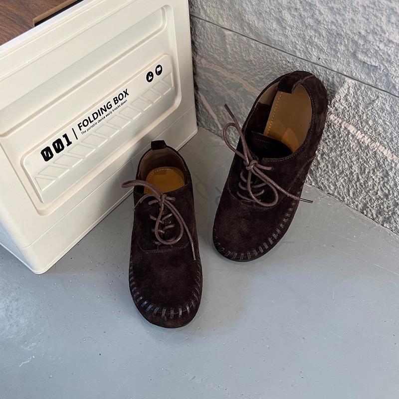 The first layer of sheepskin insoles fashion single shoes autumn new flat-bottomed retro leather white shoes casual small leather shoes