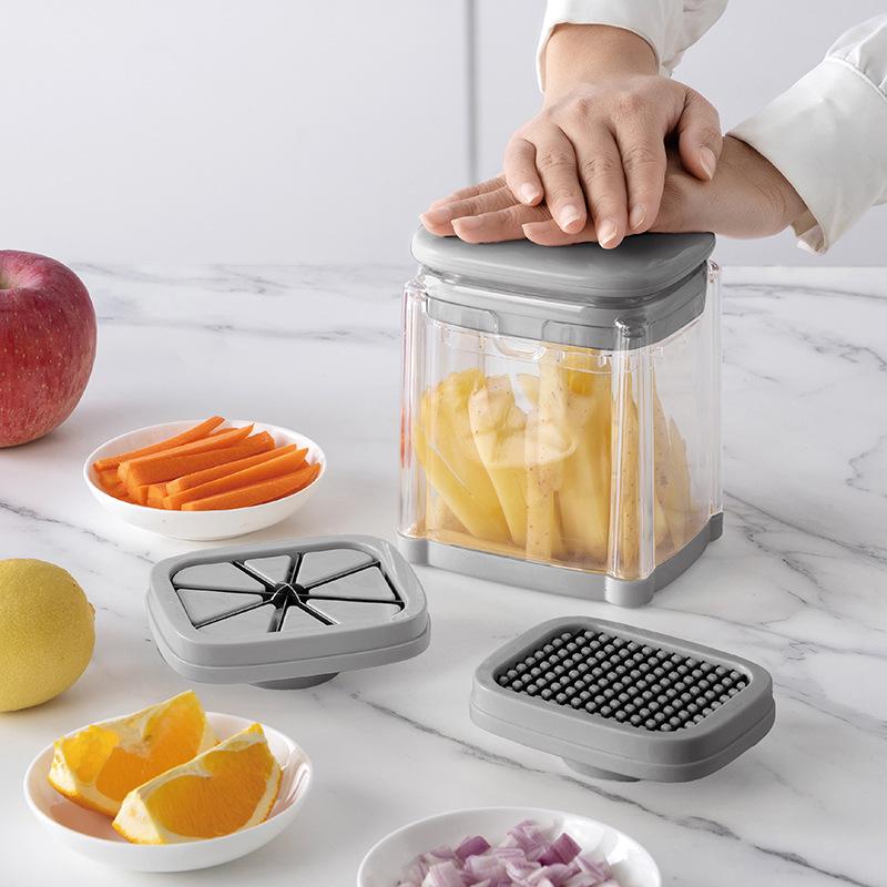 Multifunktionaler Druck-Gemüseschneider - Küchenwerkzeug zum Schneiden von Pommes Frites, Tomaten- und Zitronenspalten