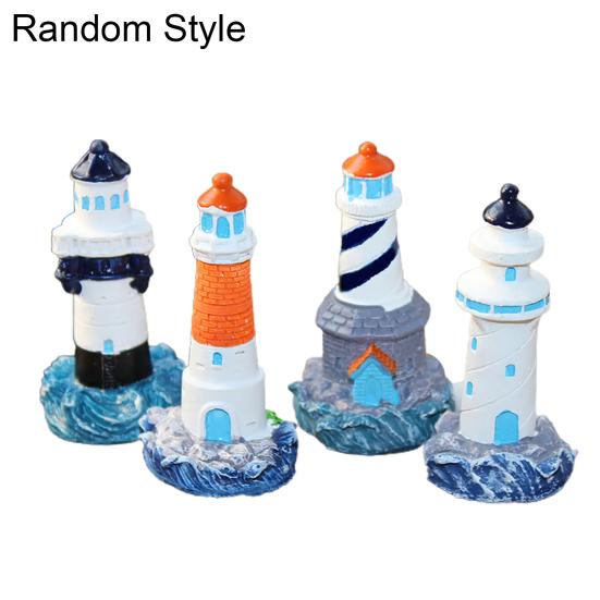 Realistický tvar DIY Lighthouse Miniaturní pryskyřice Mikro Krajina Figurka majáku Zahradní dekorace
