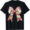 Strawberry Coquette Girly Bow Aesthetic Strawberries Fruit T-Shirt
