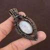 Natural Rainbow Moonstone Gemstone Handmade Copper Wire Wrap Pendant 2.76" I4N16